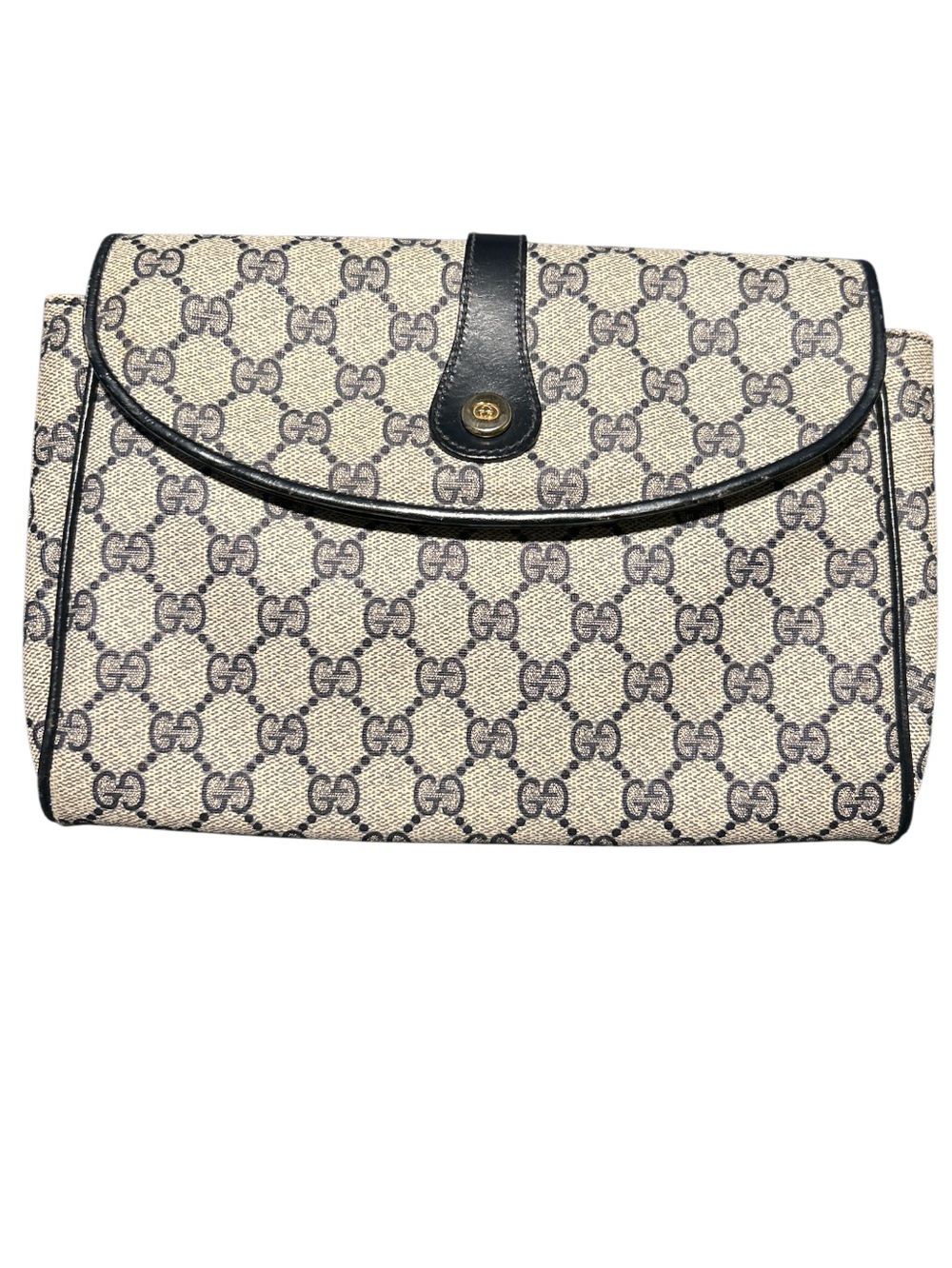 Vintage Gucci Navy Clutch/Shoulder Bag GG Monogram